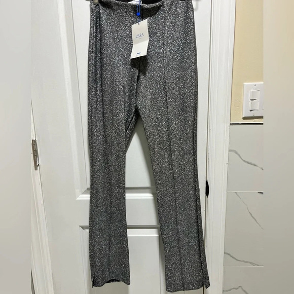 Zara Metallic High-Waisted Pants Size Small - Picture 1 of 9